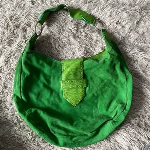 Apple Green Suede and Leather Italian Purse